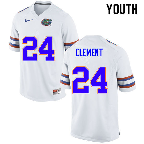 Youth #24 Iverson Clement Florida Gators College Football Jerseys Sale-White - Click Image to Close